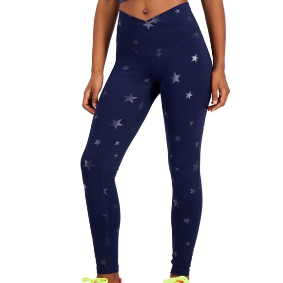 Jenni On Repeat Crossover-Waist Leggings, Blue Spaced Star - Picture 1 of 5